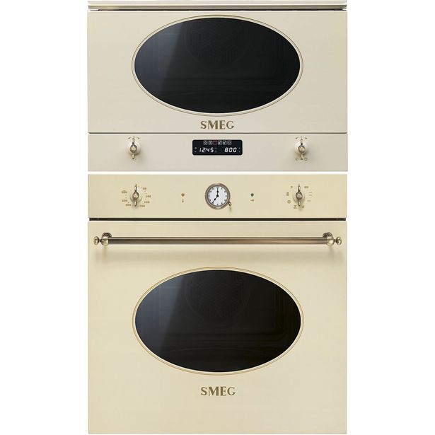 Uuni ja mikroaaltouuni Smeg SFP805PO-MP822PO, 119.2cm, creme