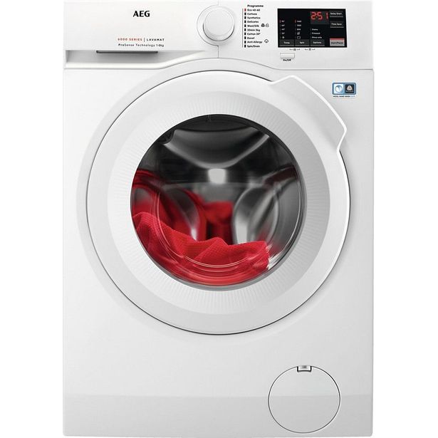 Edestä täytettävä pyykinpesukone AEG LR612M84I, 60cm, 8kg, 1400rpm, valkoinen