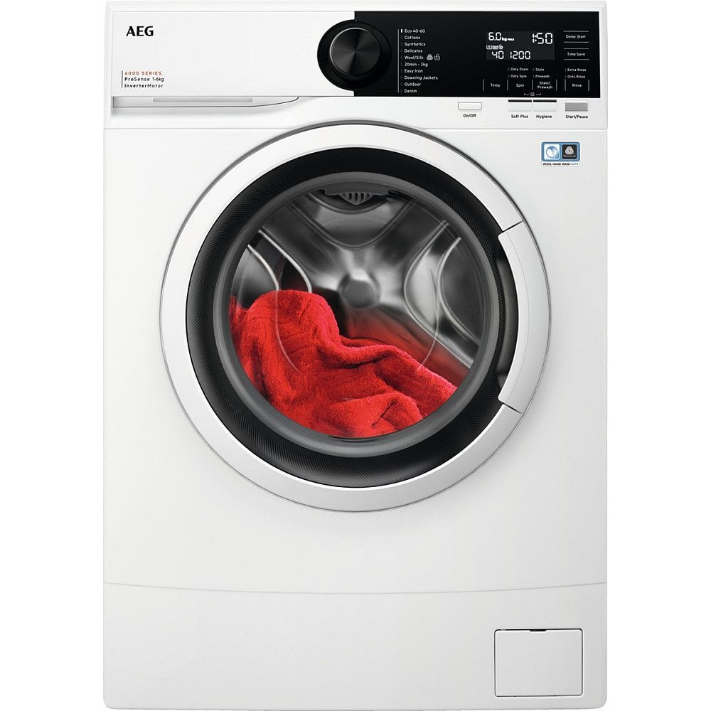 Edestä täytettävä pesukone AEG LSR615O62O, 60cm, 6kg, 1200rpm, valkoinen
