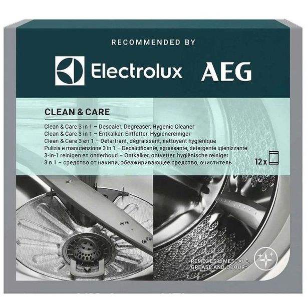 Puhdistusaine pyykin- ja astianpesukoneelleElectrolux M2GCP121, 3 in 1, 12 kpl