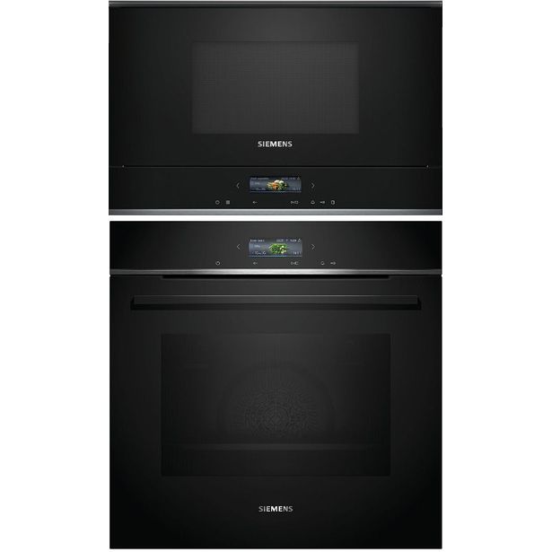Uuni ja mikroaaltouuni Siemens HB772A1B1-BF722R1B1 iQ700, 118.8cm, musta