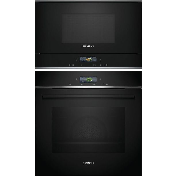 Uuni ja mikroaaltouuni Siemens HB772A1B1-BF722L1B1 iQ700, 118.8cm, musta