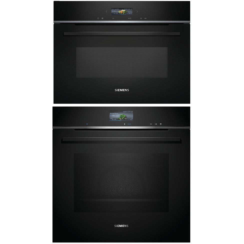 Höyryuuni ja mikroaaltouuni Siemens HR736G1B1-CE732GXB1, musta