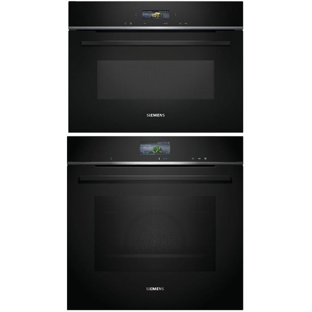 Höyryuuni ja mikroaaltouuni Siemens HR736G1B1-CE732GXB1, 118.8cm, musta