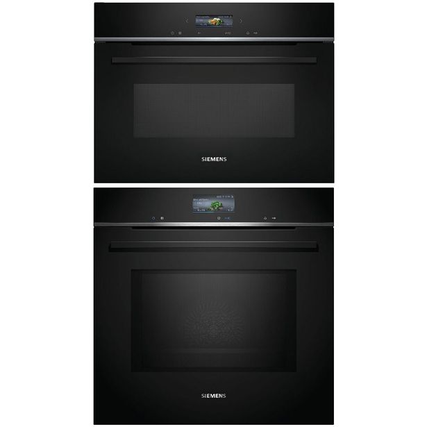 Uuni ja mikroaaltouuni Siemens HM736G1B1-CE732GXB1, iQ700, 118.8cm, musta