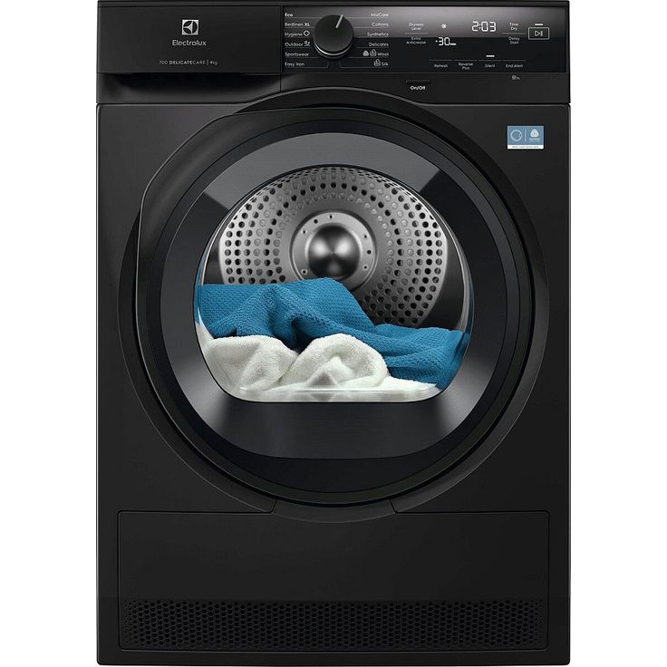 Lämpöpumppukuivausrumpu Electrolux EDI742R95G, 60cm, 9kg, musta