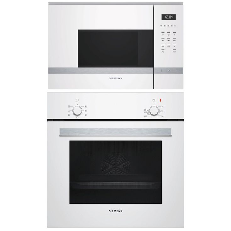Uuni- ja mikroaaltouunipaketti Siemens HB010FBV1S + BF525LMW0, valkoinen