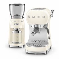 Tuotepaketti Smeg - espressokeitin ECF02CREU ja kahvimylly CGF03CREU, kerma