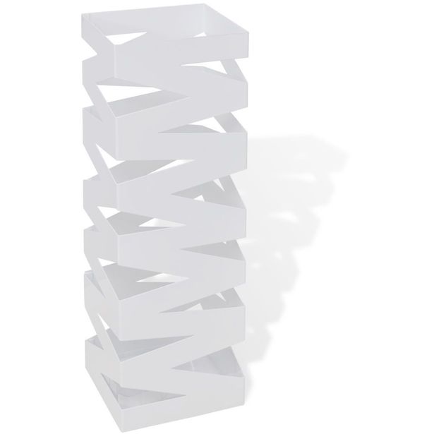 Valkoinen neliö sateenvarjoteline teräs 48,5 cm_1