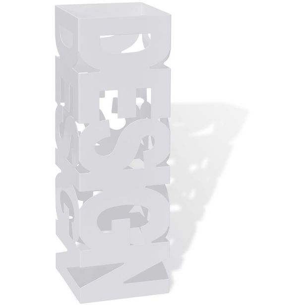 Valkoinen neliö sateenvarjoteline teräs 48,5cm_1
