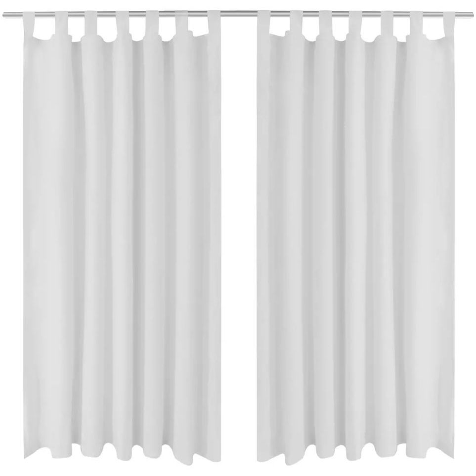Valkoiset mikro-satiini verhot lenkeillä 2kpl 140 x 245 cm