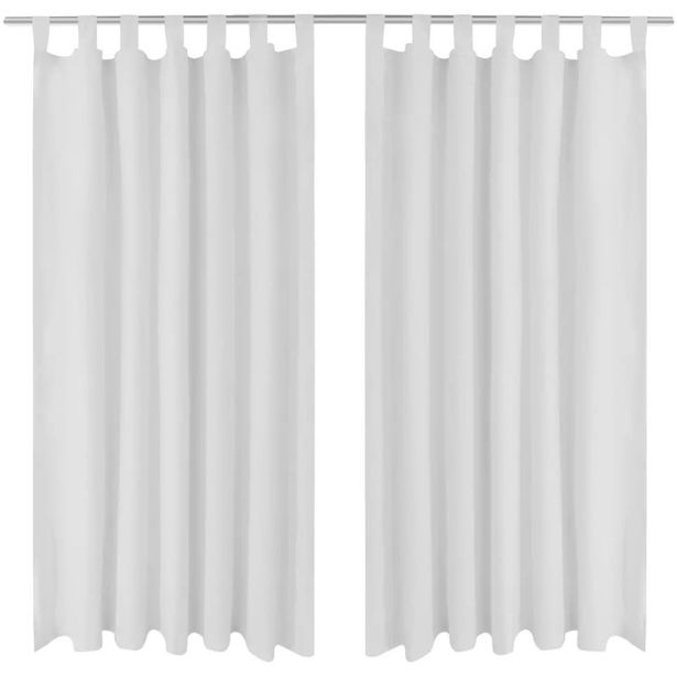 Valkoiset mikro-satiini verhot lenkeillä 2kpl 140 x 245 cm_1