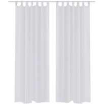 Valkoiset sheer verhot 140 x 175 cm 2 kpl