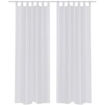 Valkoiset sheer verhot 140 x 225 cm 2 kpl