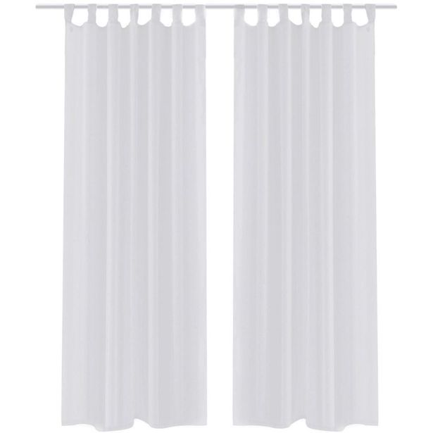 Valkoiset sheer verhot 140 x 225 cm 2 kpl_1