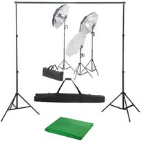 Valokuvastudiosarja 3 valosarjalla ja taustakankaalla