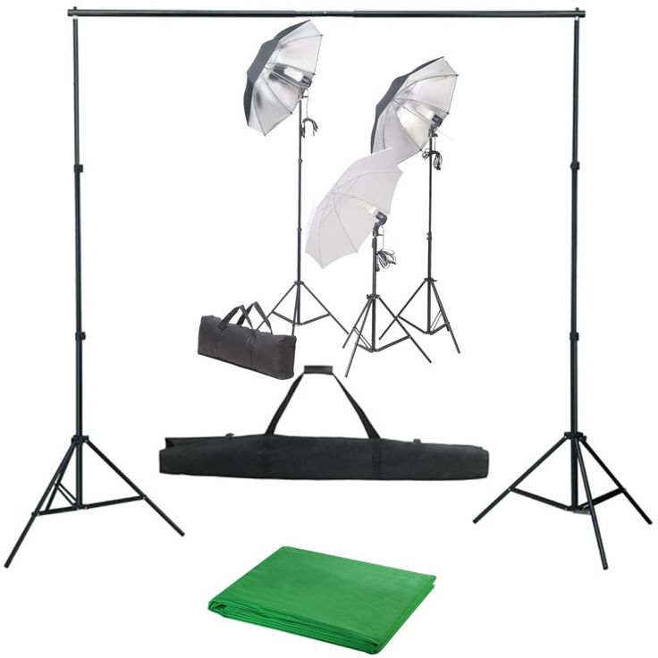 Valokuvastudiosarja 3 valosarjalla ja taustakankaalla