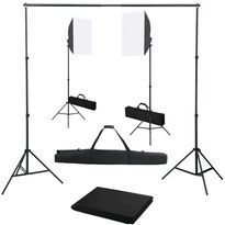 Valokuvastudiosarja 4 softbox-valoilla ja taustakankaalla