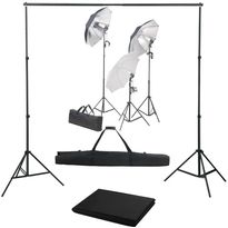 Valokuvastudiosarja 4 valosarjalla ja taustakankaalla