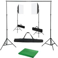 Valokuvastudiosarja 5 softbox-valoilla ja taustakankaalla