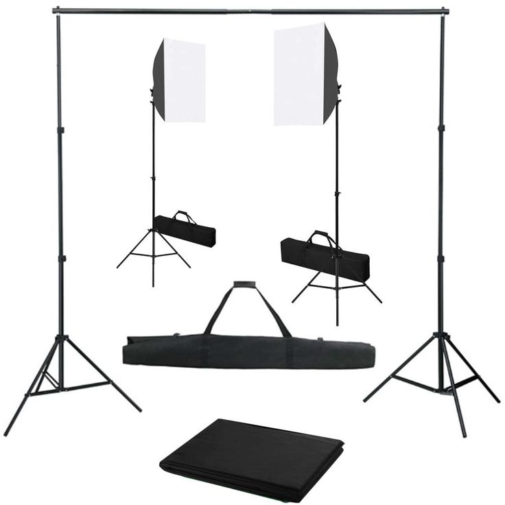 Valokuvastudiosarja 6 softbox valoilla ja taustakankaalla