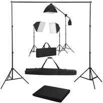 Valokuvastudiosarja 8 softbox-valoilla ja taustakankaalla