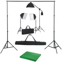 Valokuvastudiosarja 9 softbox-valoilla ja taustakankaalla