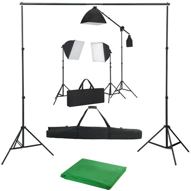 Valokuvastudiosarja 9 softbox valoilla ja taustakankaalla