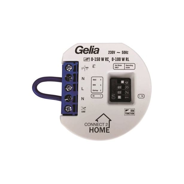 Valonsäädinmoduli Gelia Connect 2 Home 0 150W uppo asennus