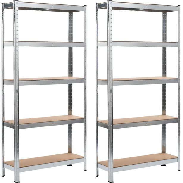 Varastohyllyt 2 kpl hopea 90x30x180 cm teräs ja MDF
