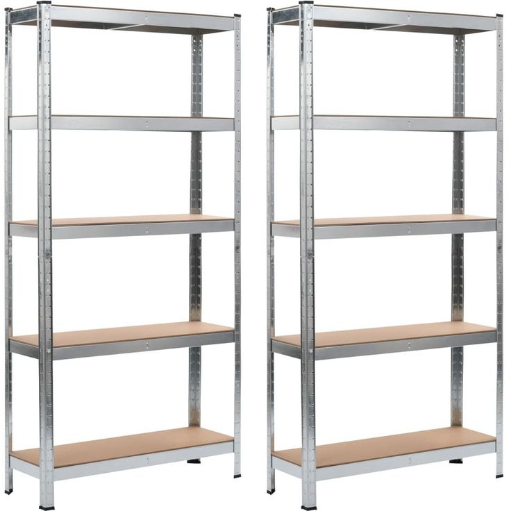 Varastohyllyt 2 kpl hopea 90x30x180 cm teräs ja MDF