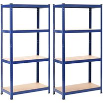 Varastohyllyt 2 kpl sininen 80x40x160 cm teräs ja MDF