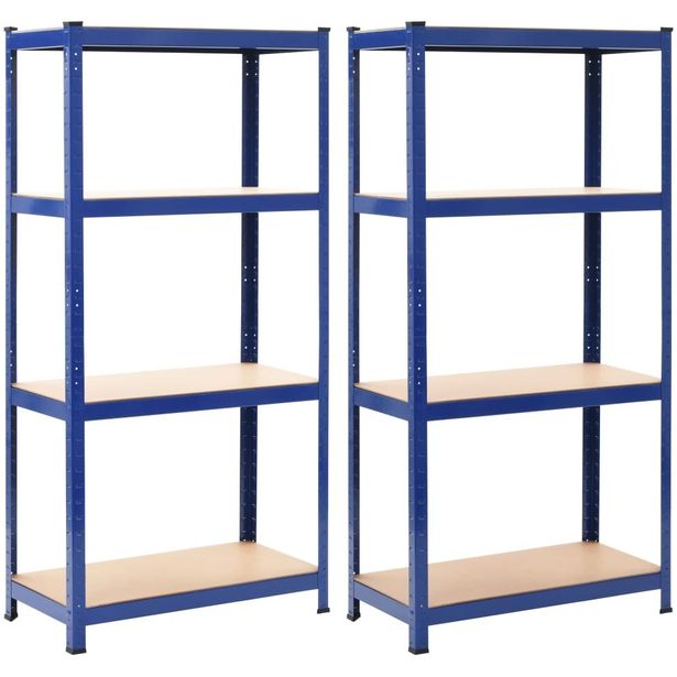 Varastohyllyt 2 kpl sininen 80x40x160 cm teräs ja MDF