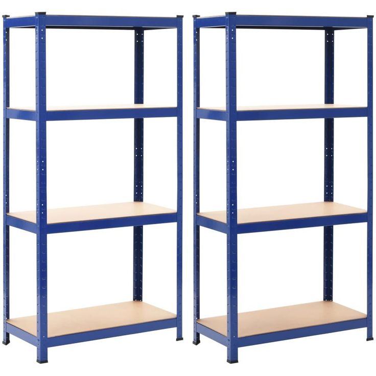 Varastohyllyt 2 kpl sininen 80x40x160 cm teräs ja MDF