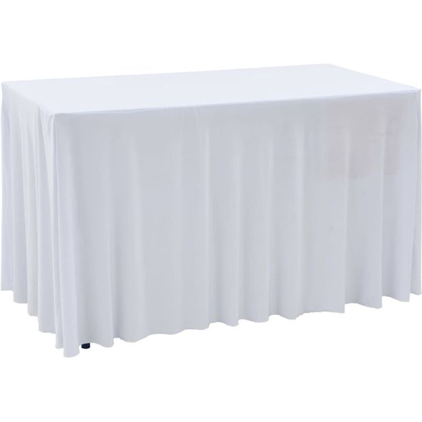 Venyvät pöytäliinat 2 kpl helmalla 183x76x74 cm valkoinen_1