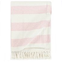 Viltti puuvilla raidoilla 125x150 cm vanha pinkki