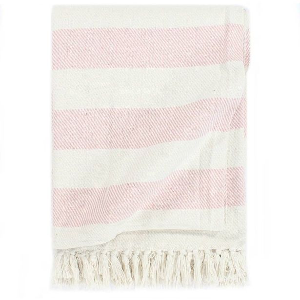 Viltti puuvilla raidoilla 125x150 cm vanha pinkki_1