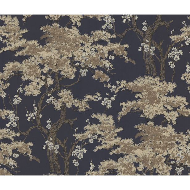 Tapetti 1838 Wallcoverings Harewood, tummansininen, 0,52x10,05m