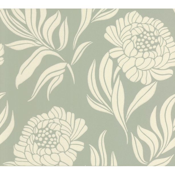 Tapetti 1838 Wallcoverings Chatsworth, sinivihreä, 0,52x10,05m