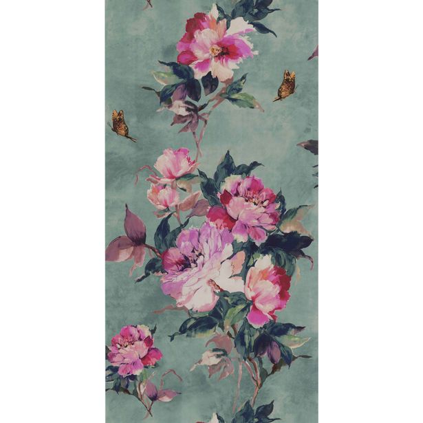 Tapetti 1838 Wallcoverings Madama Butterfly, vihreä, 0,52x10,05m