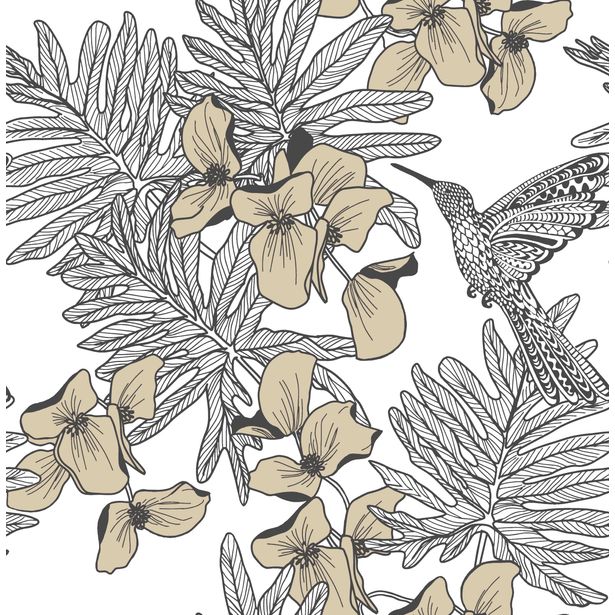 Tapetti 1838 Wallcoverings Hummingbird, kultainen, 0,52x10,05m