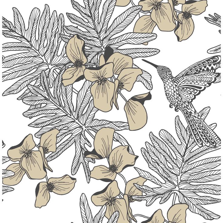 Tapetti 1838 Wallcoverings Hummingbird, kultainen, 0,52x10,05m