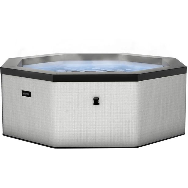 Ulkoporeallas Wave Spa Como, 6 hlöä, 90 suutinta, Wifi, kahdeksankulmainen, koottava, harmaa