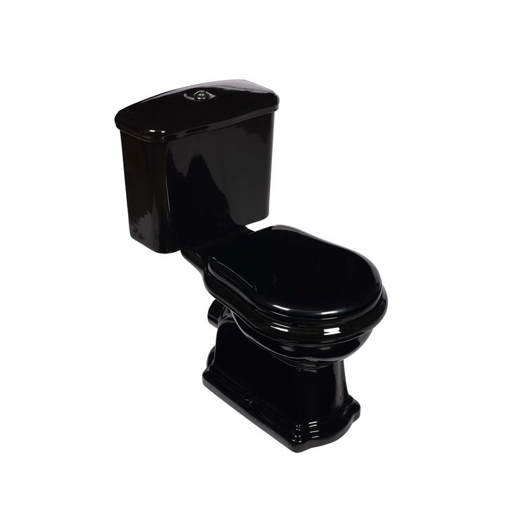 WC-istuin Kerasan Retro P-lukko 3/6l kaksoishuuhtelu musta/kromi