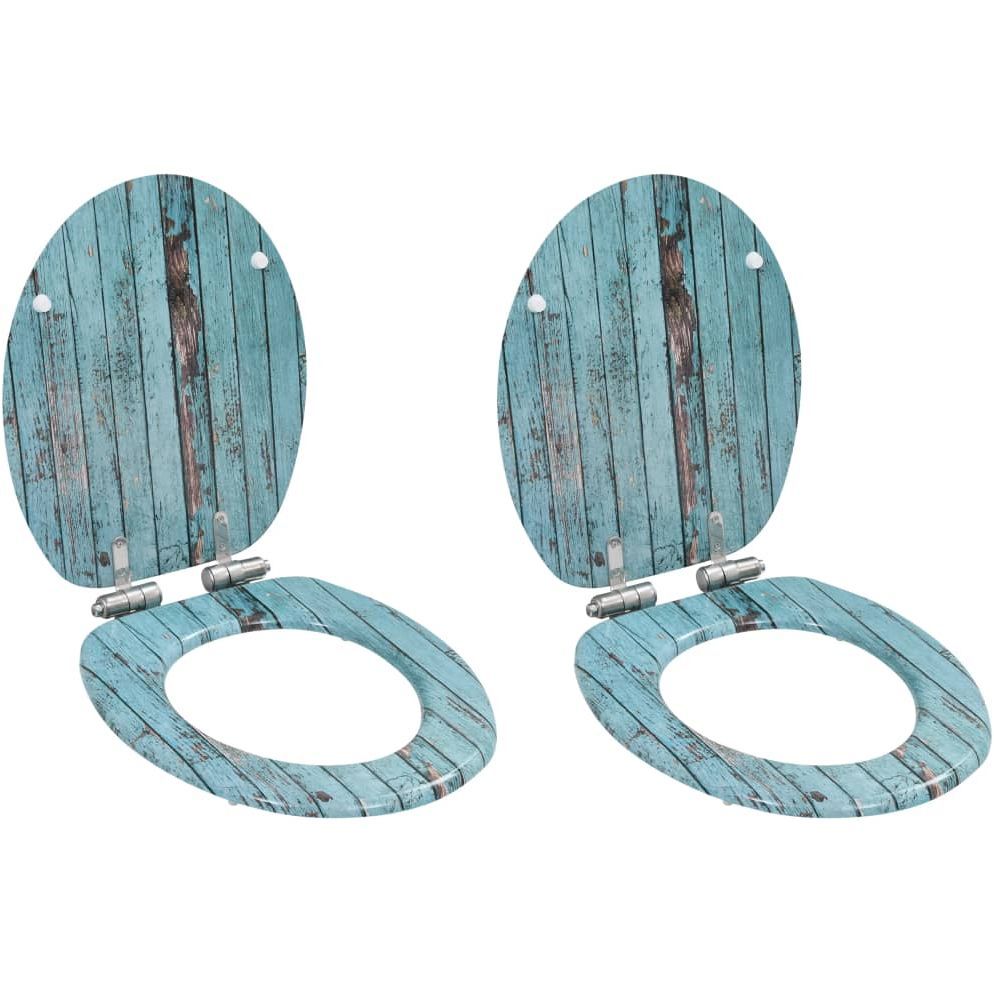 WC-istuimen kansi 2 kpl soft-close MDF vanha puu -kuosi