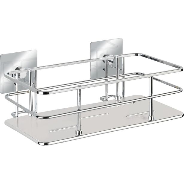 Suihkukori ruostumatonta terästä Wenko Quadro Turbo-Loc tarrakiinnityksellä