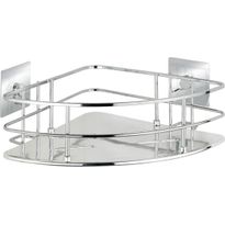 Suihkukulmahylly Wenko Quadro Turbo-Loc, ruostumaton teräs, tarrakiinnitys
