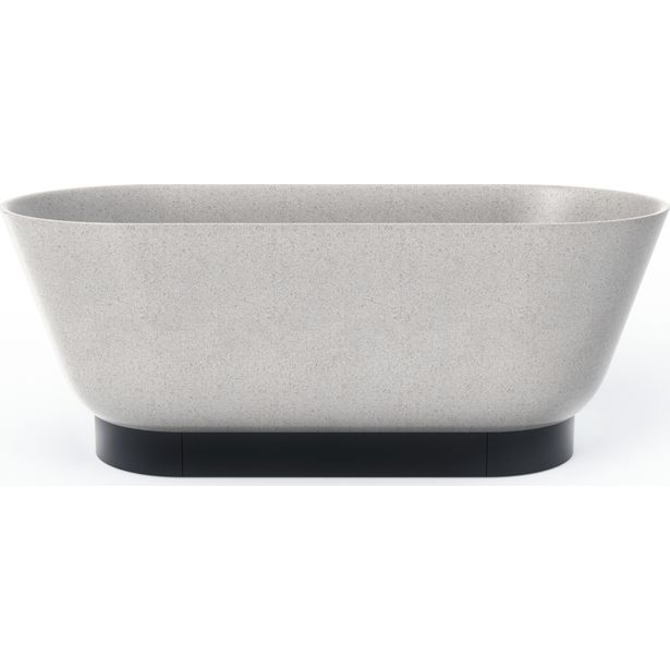 Kylpyamme Woodio Flow Linen Gloss, 1600x700mm, musta jalusta, greige
