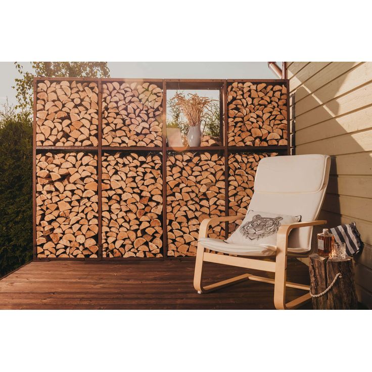 Polttopuuteline GrillSymbol Wall L, 237x37x170 cm