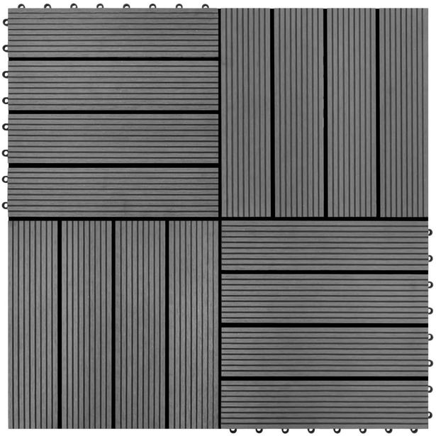 WPC Tiilet 30x30cm 11 kpl 1m2 Harmaa